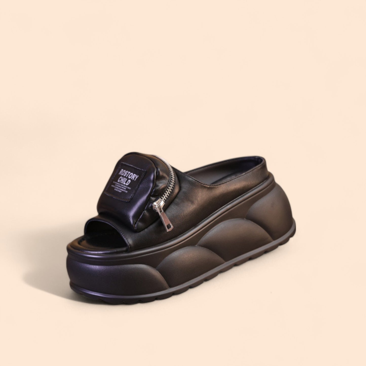 Chanclas Plataforma Negras Urbana Zip