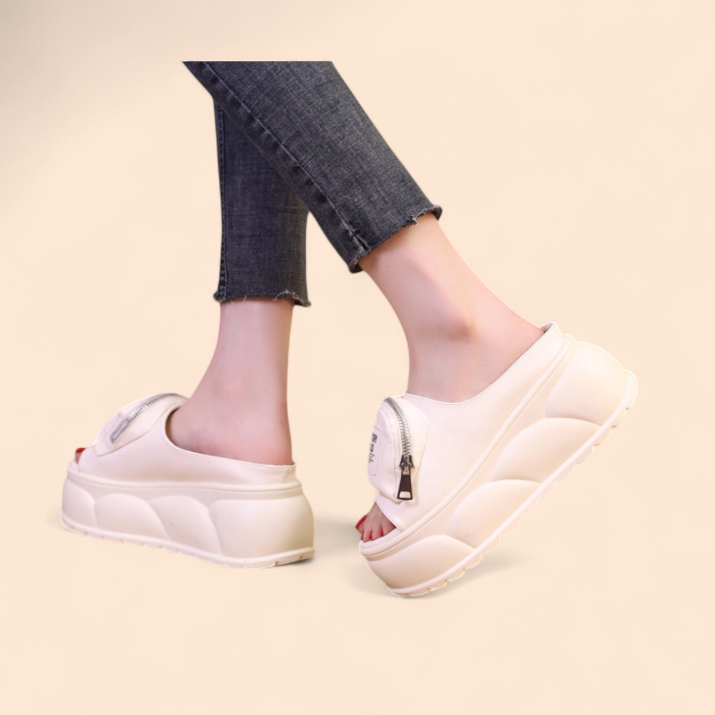 Chanclas Blancas Plataforma Urbana Zip