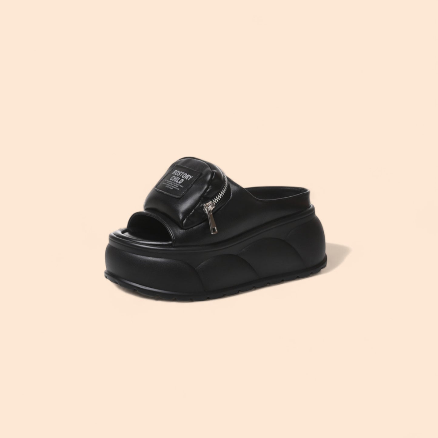 Chanclas Plataforma Negras Urbana Zip