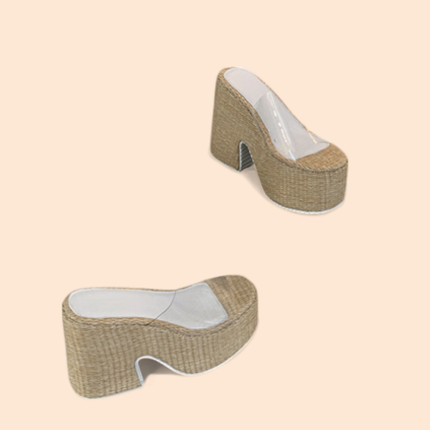 Sandalias Plataforma Beige Arena Cristal