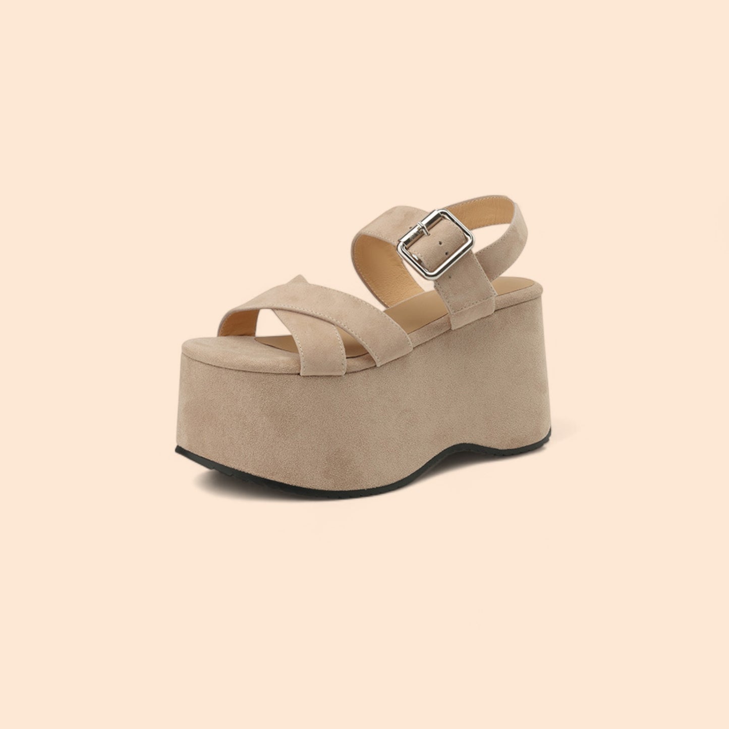Sandalias Beige Plataforma Altura Viva