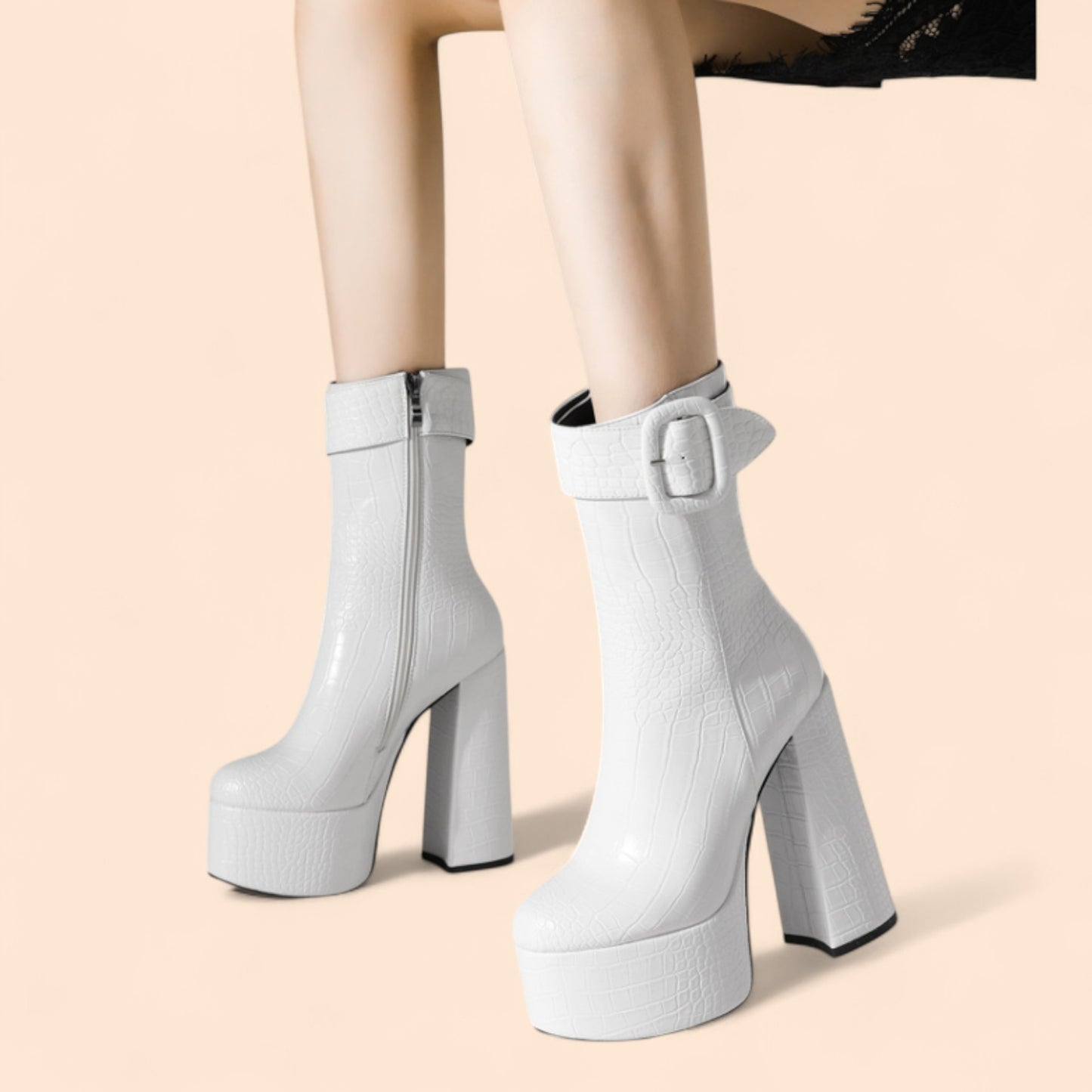 Botines Blancos Plataforma Reina Salvaje