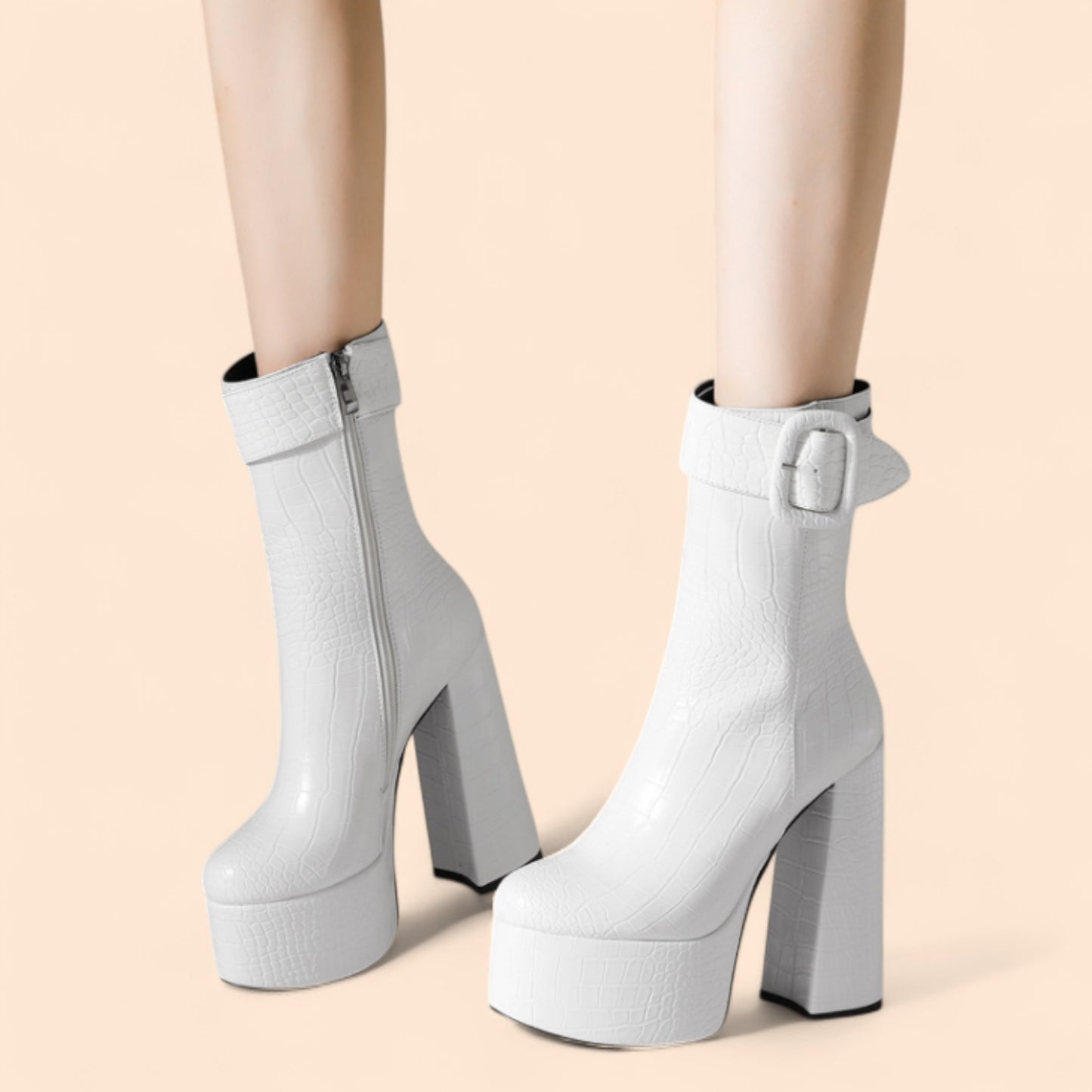 Botines Blancos Plataforma Reina Salvaje