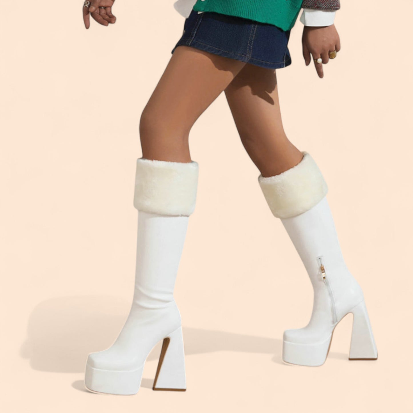 Botas Blancas Plataforma Valentina