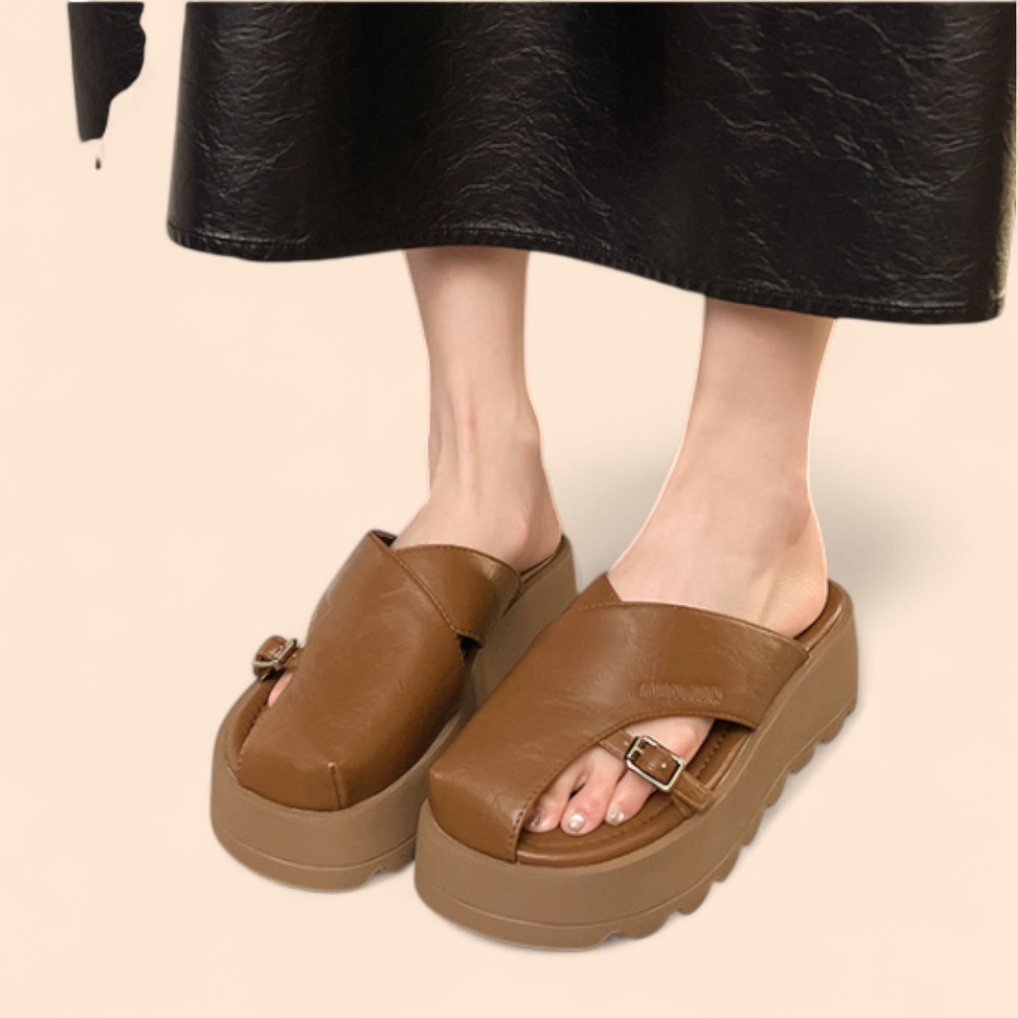 Sandalias Marrones Plataforma Amura