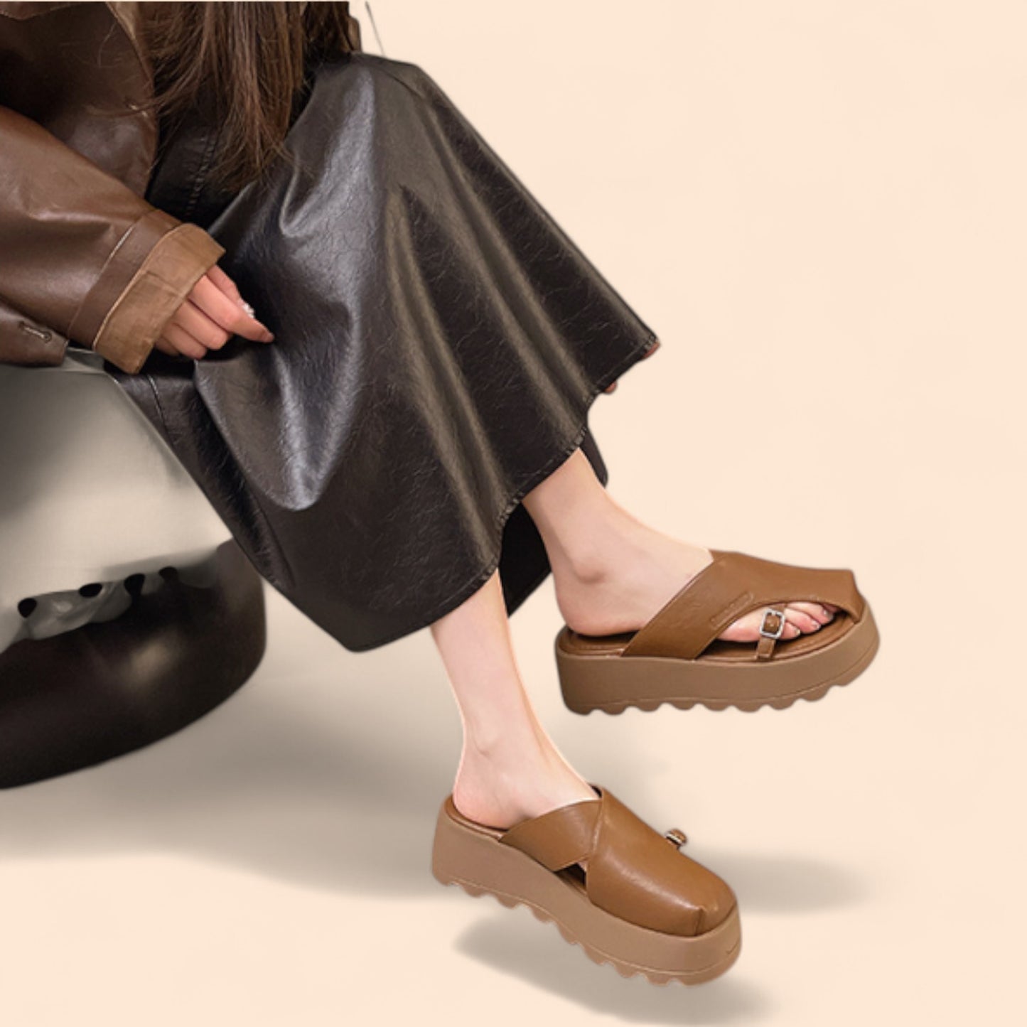 Sandalias Marrones Plataforma Amura