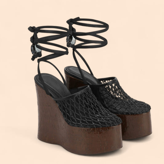 Sandalias Negras Plataforma Sirena
