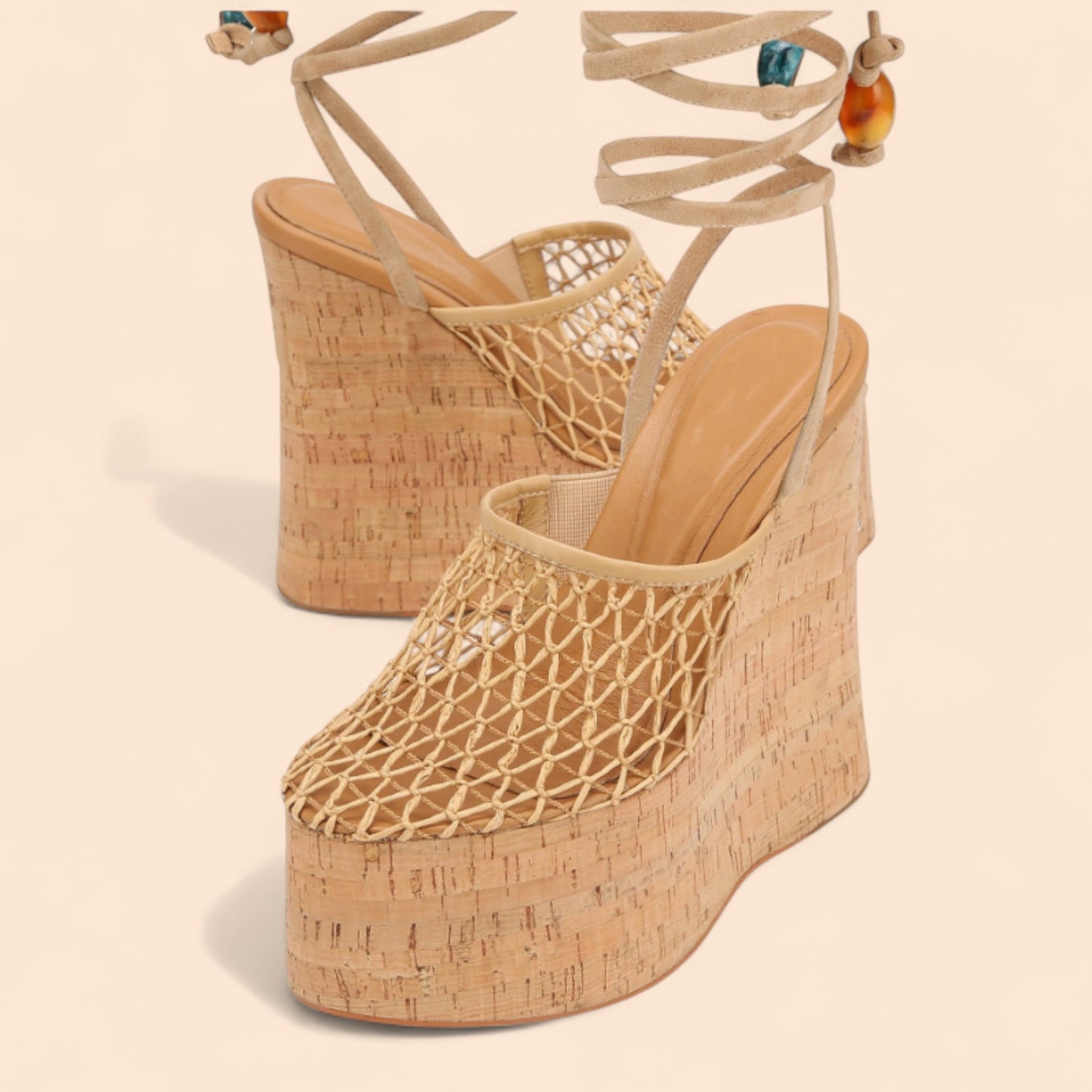 Sandalias Plataforma Beige Sirena
