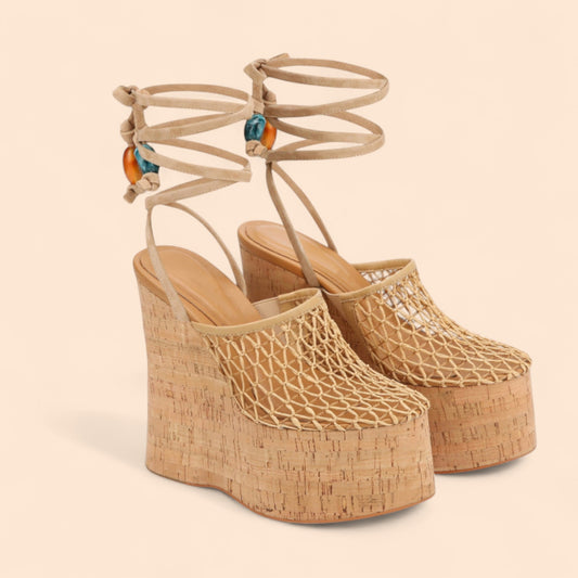 Sandalias Plataforma Beige Sirena