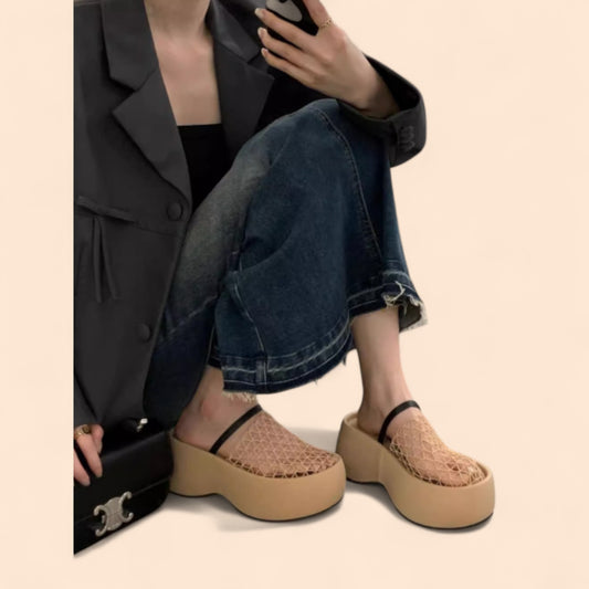 Sandalias Plataforma Beige Alzada