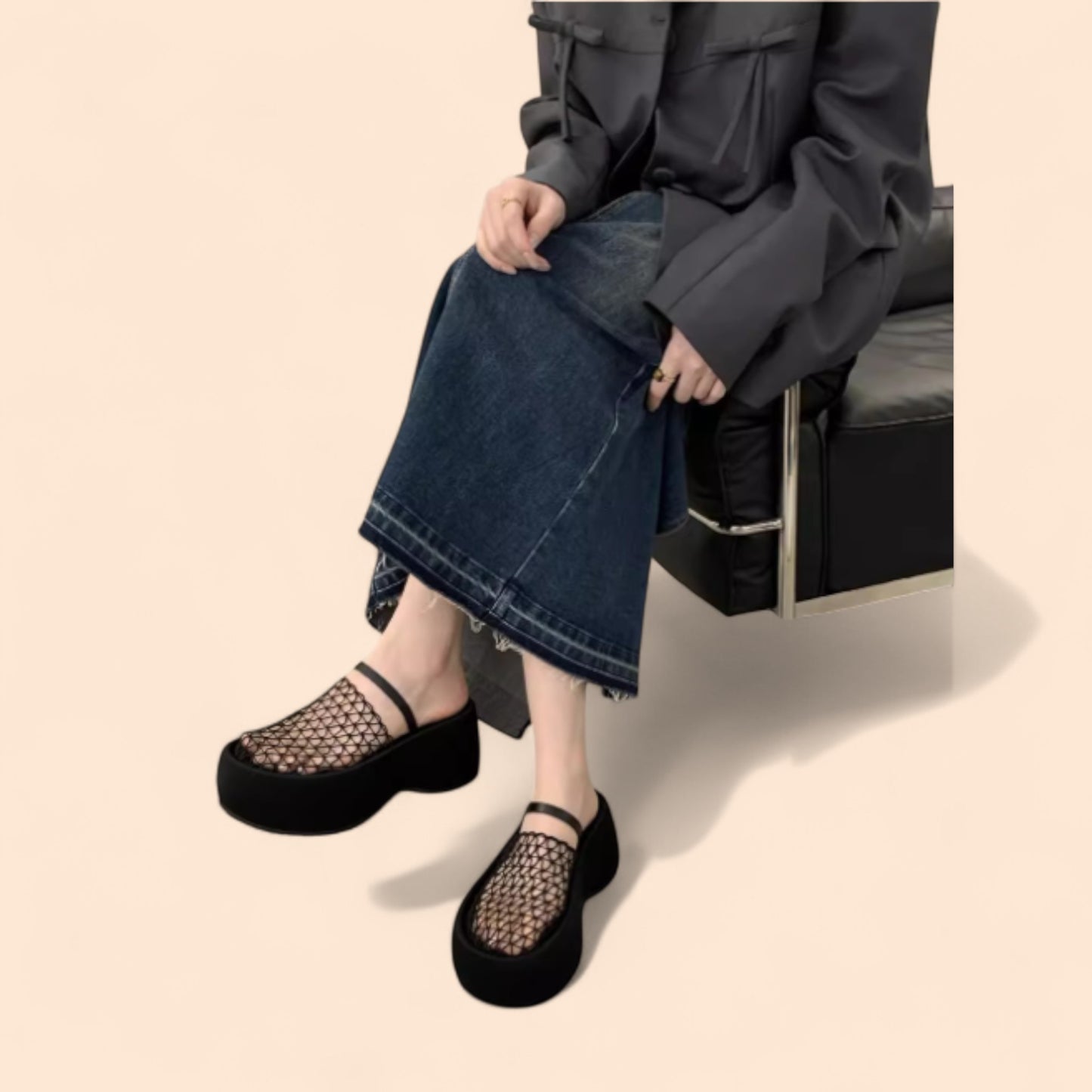 Sandalias Negras Plataforma Alzada