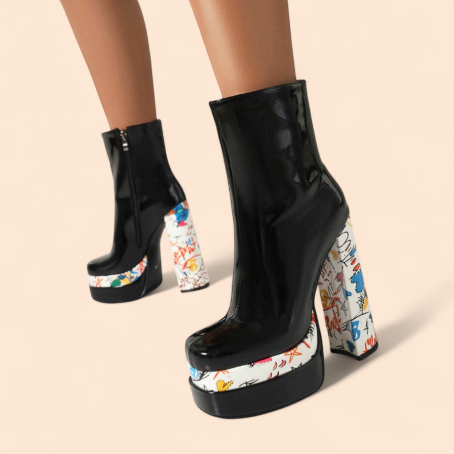Botines Negros Plataforma Icónica – Tacón Alto y Moderno