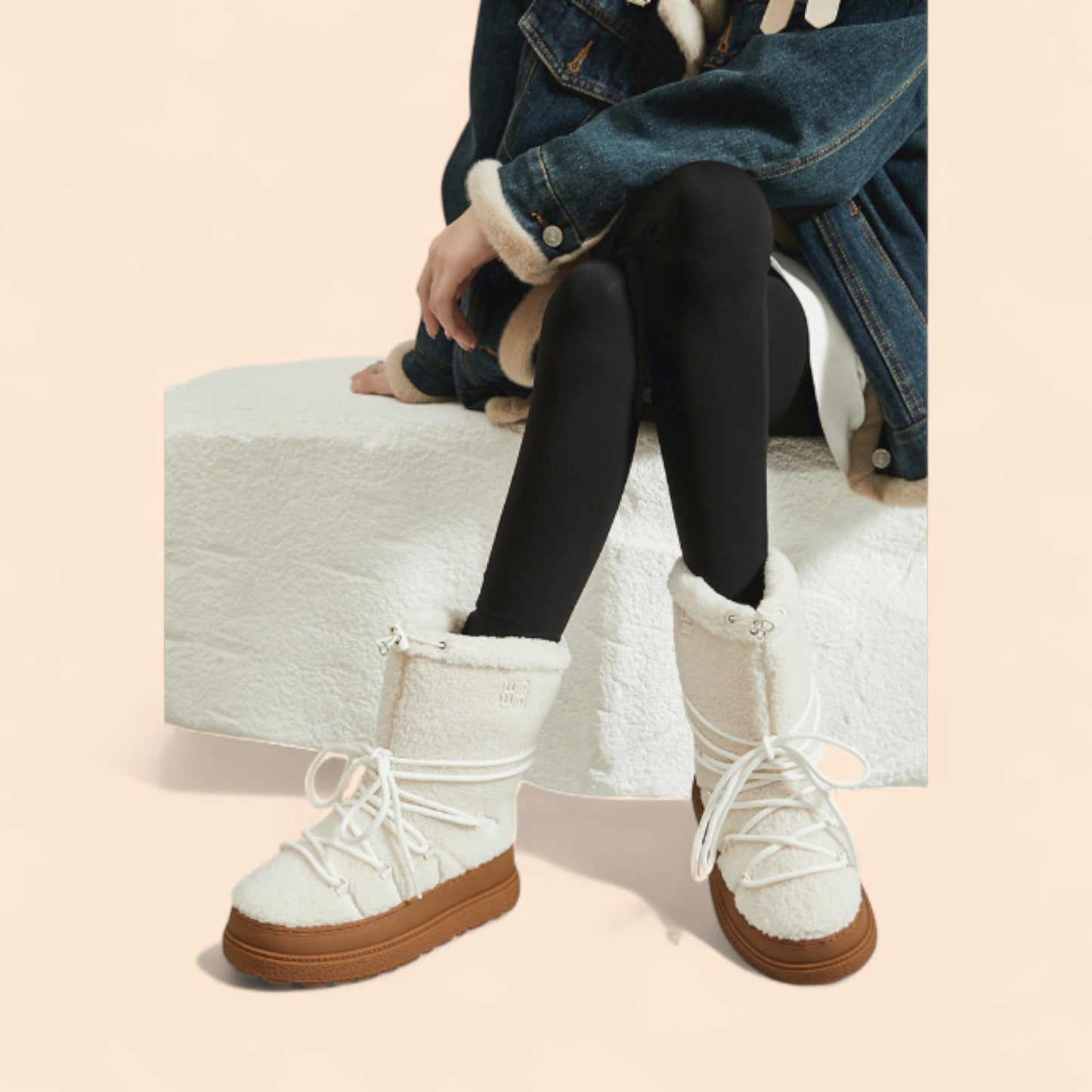 Bottes à plateforme blanches de Sibérie