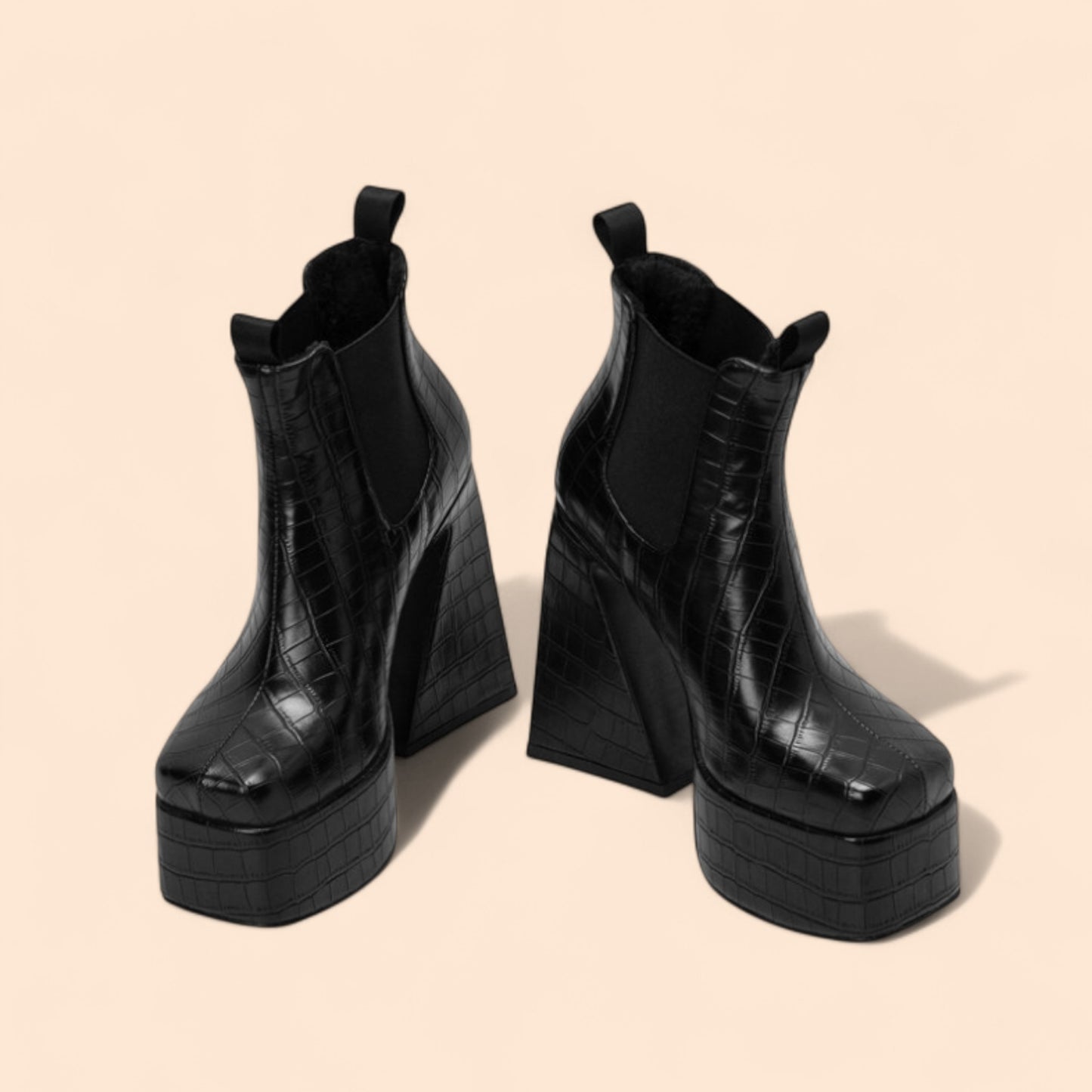Botines Negros Plataforma Elektra Croco