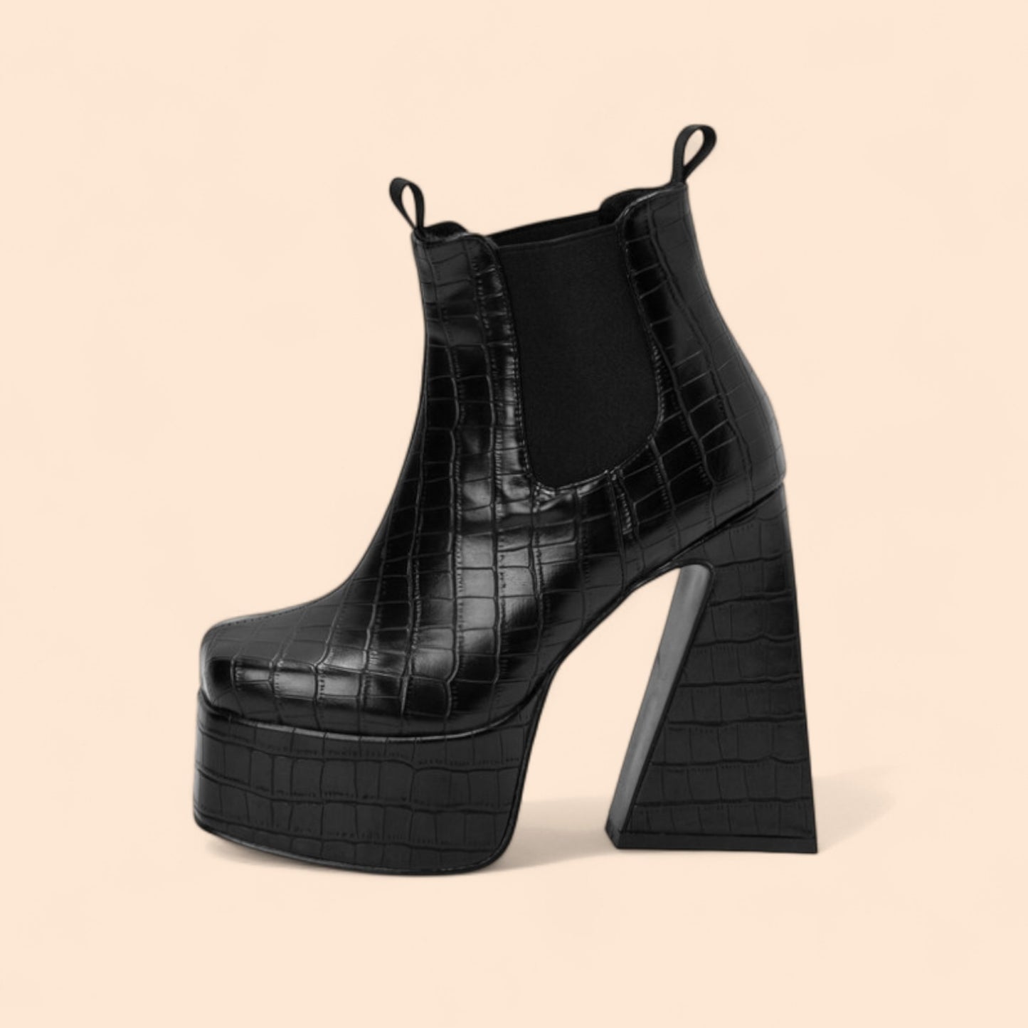 Botines Negros Plataforma Elektra Croco