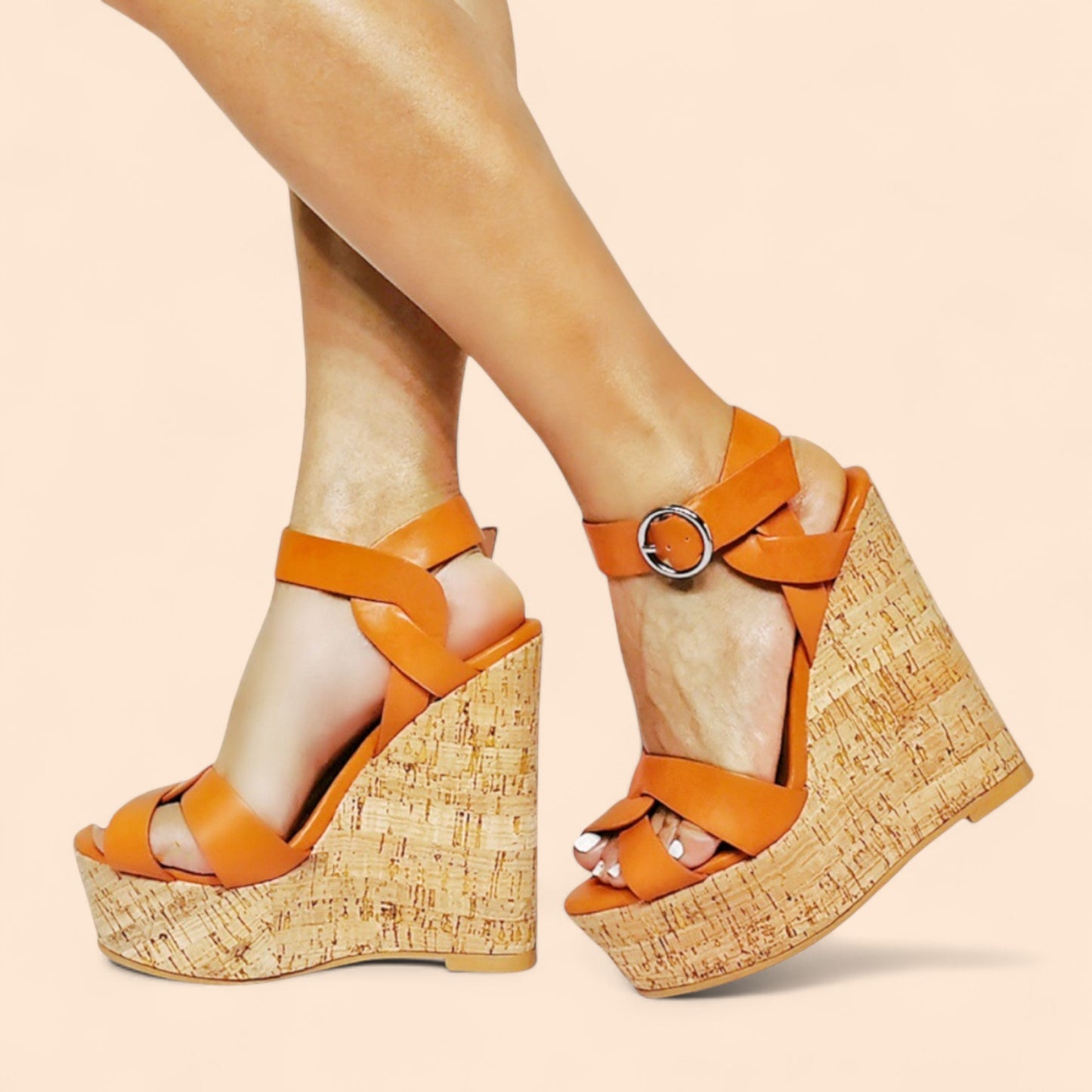 Sandalias Plataforma Naranja Solara