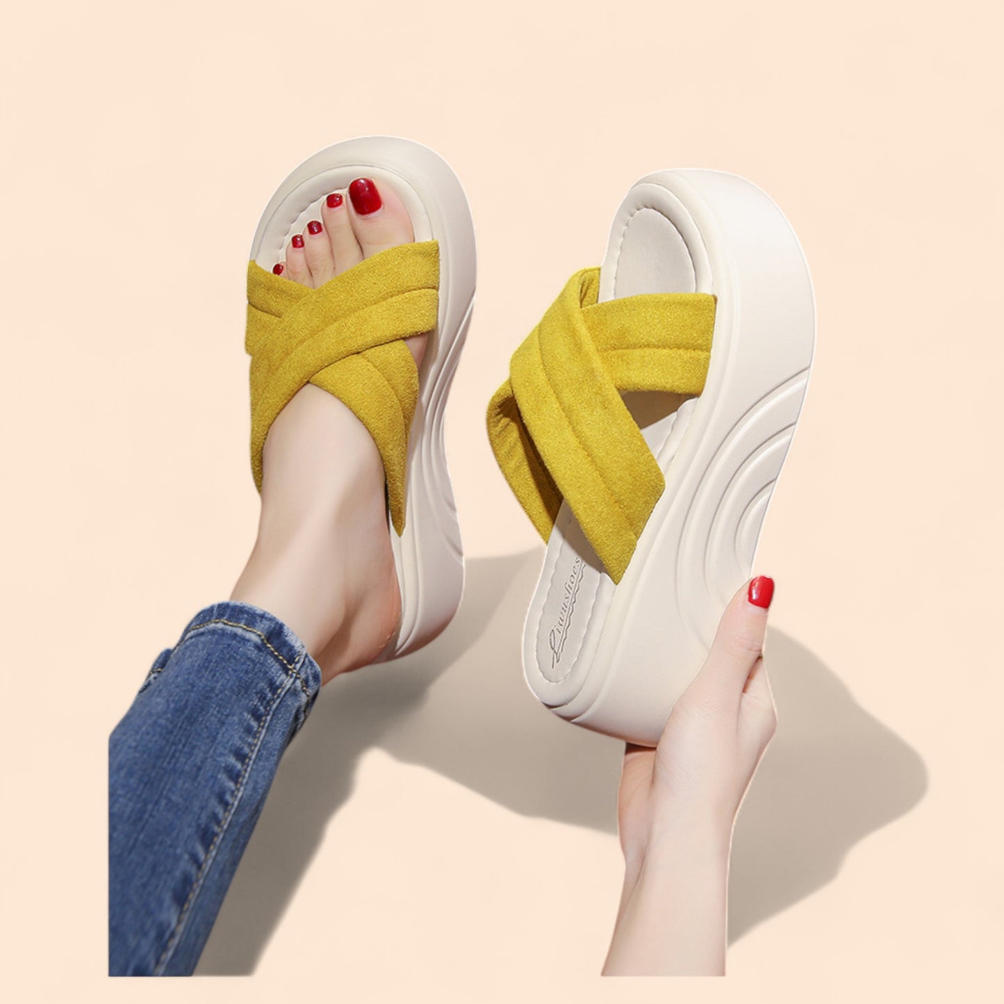 Chanclas Amarillas Plataforma Solina