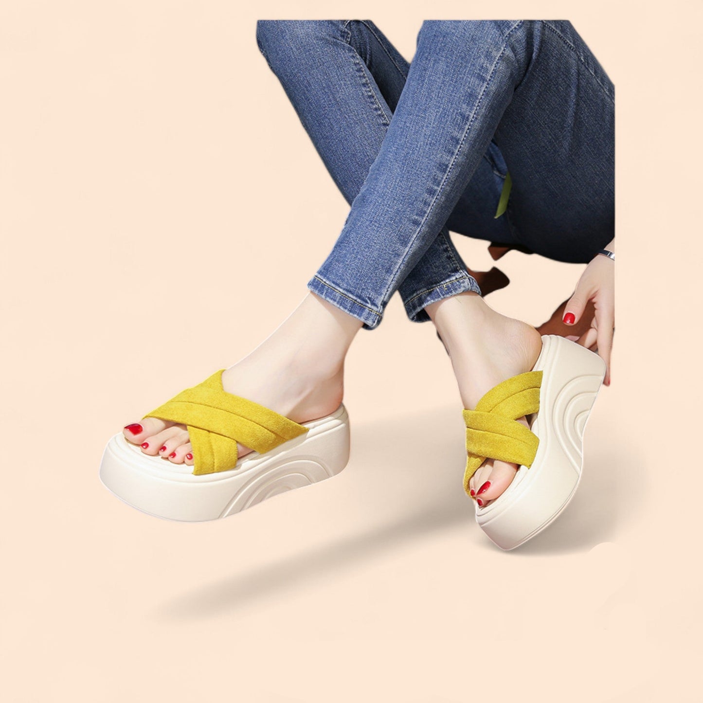 Chanclas Amarillas Plataforma Solina