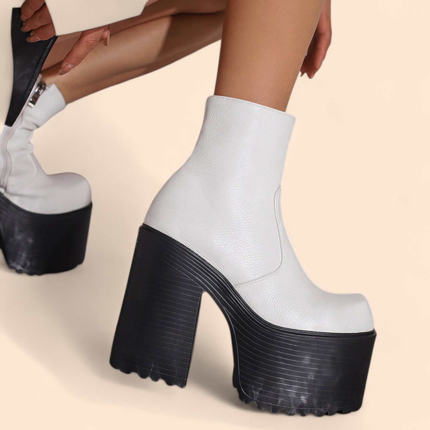 Botines Blancos Plataforma Alba