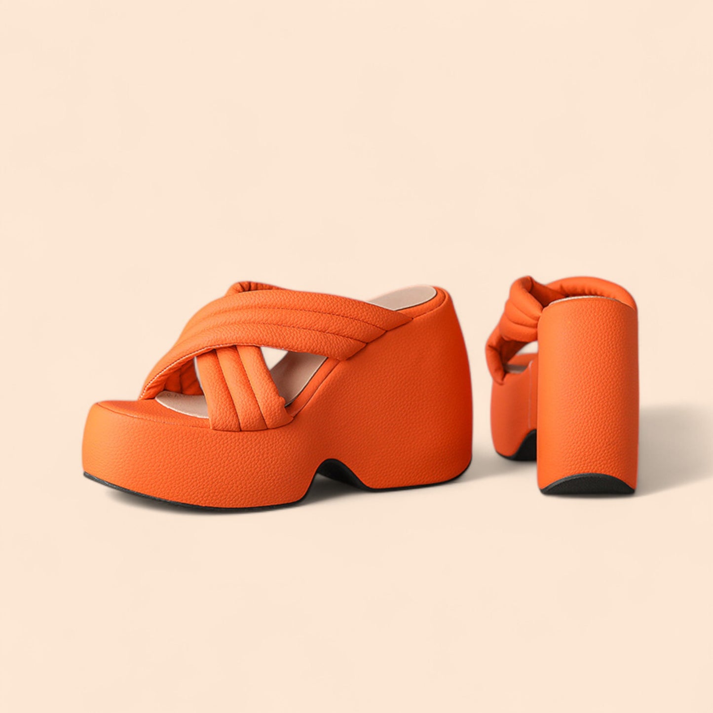 Sandalias Plataforma Naranja Oranza