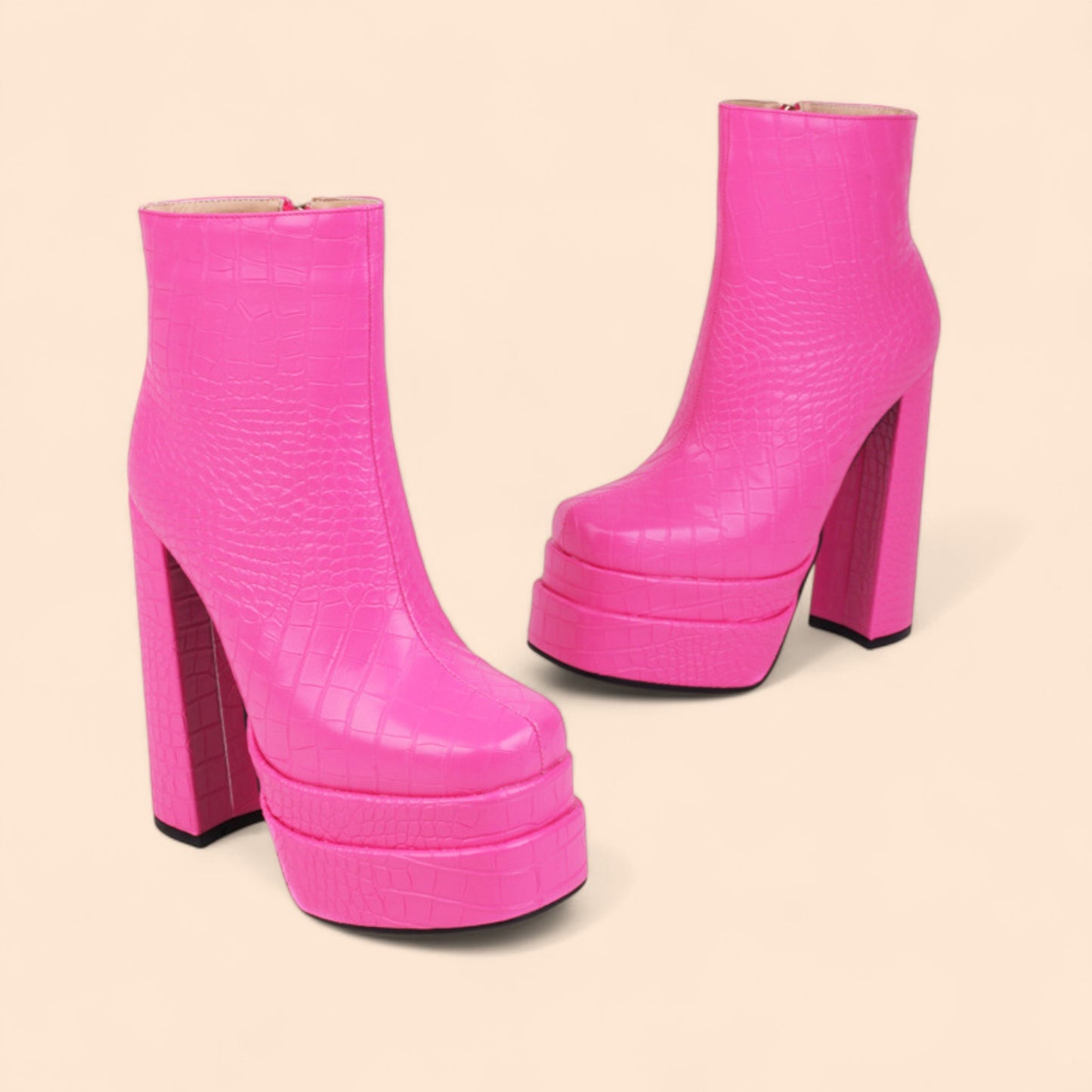 Botines Rosas Plataforma Fucsia