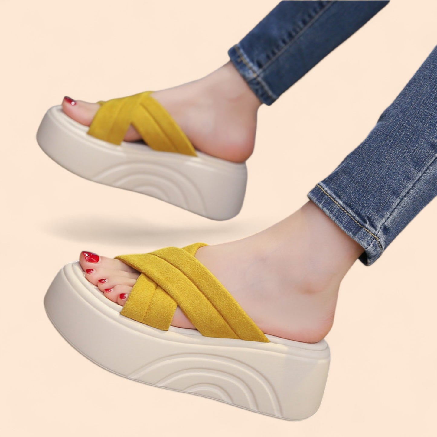 Chanclas Amarillas Plataforma Solina