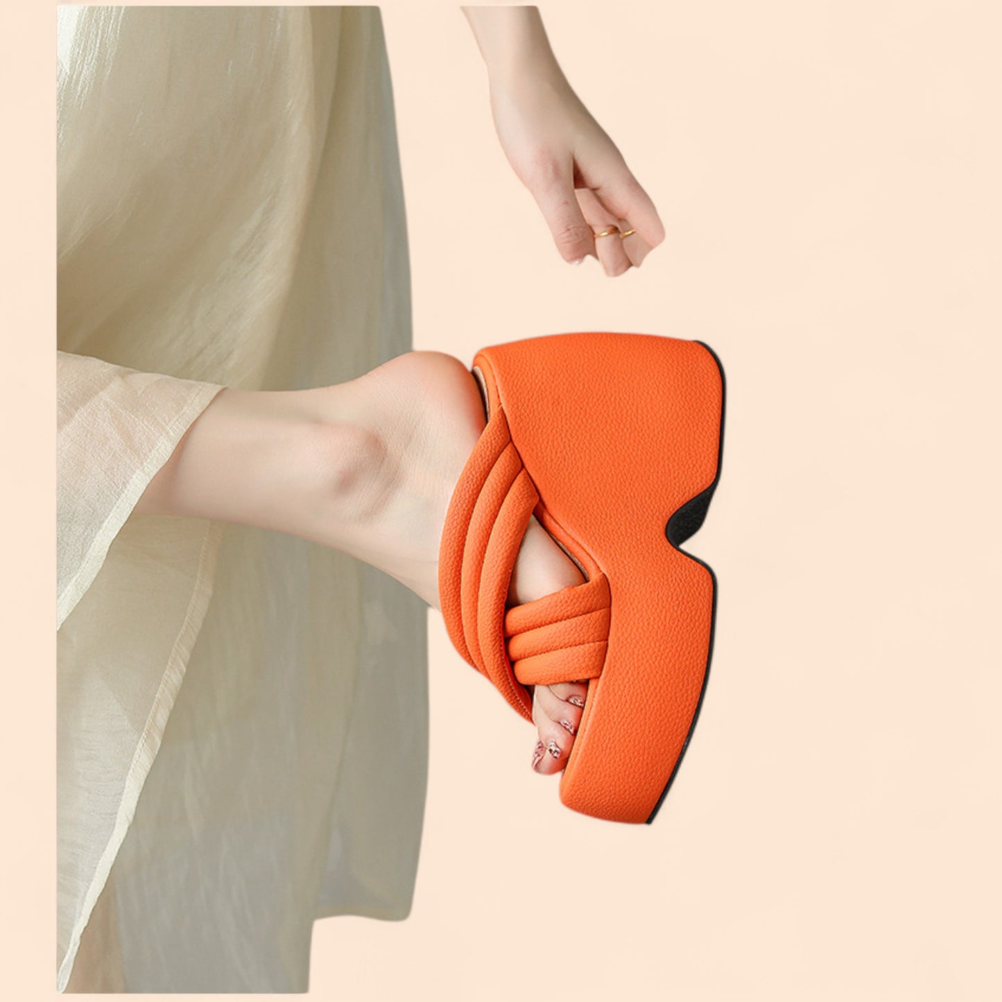 Sandalias Plataforma Naranja Oranza