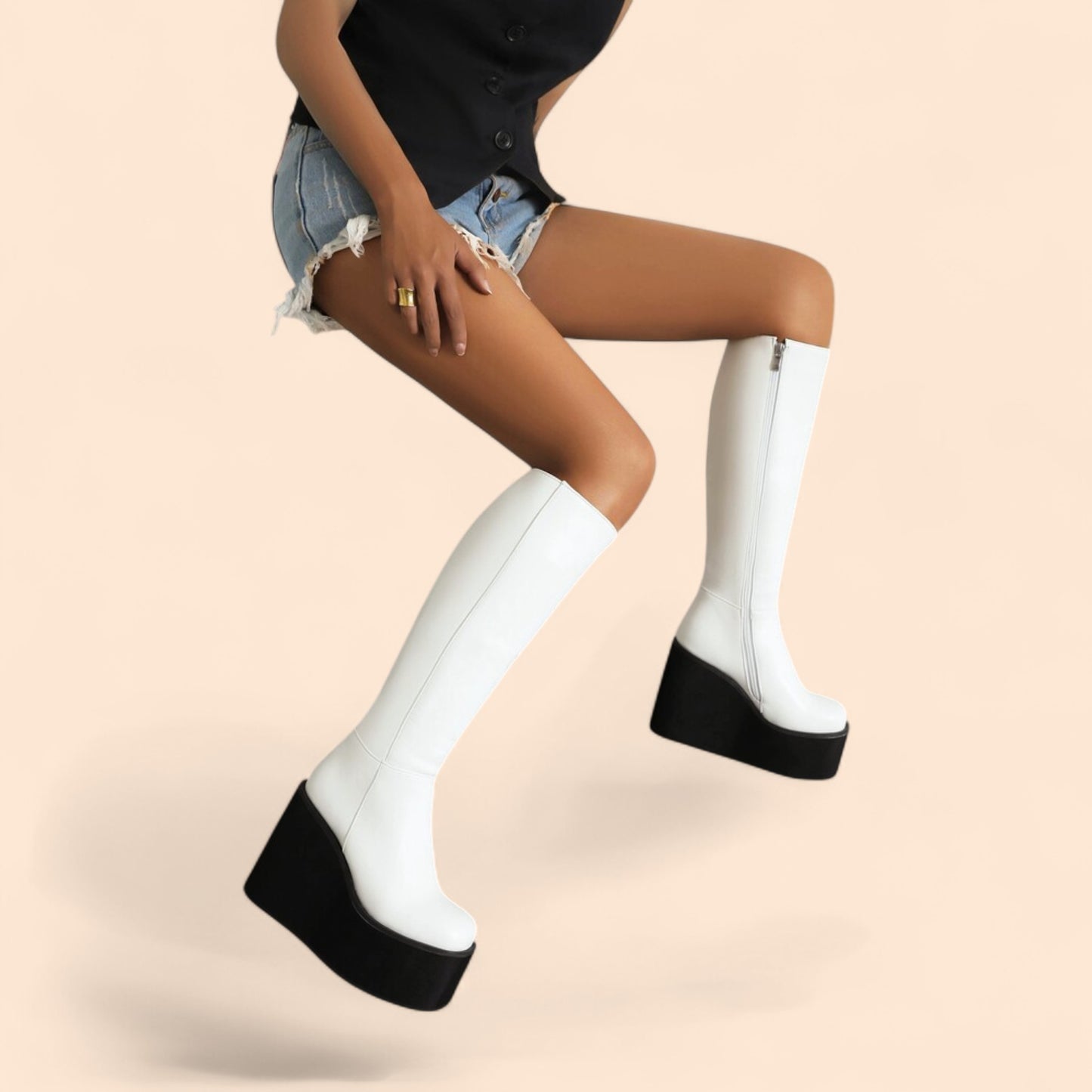 Botas Blancas Plataforma Arkana