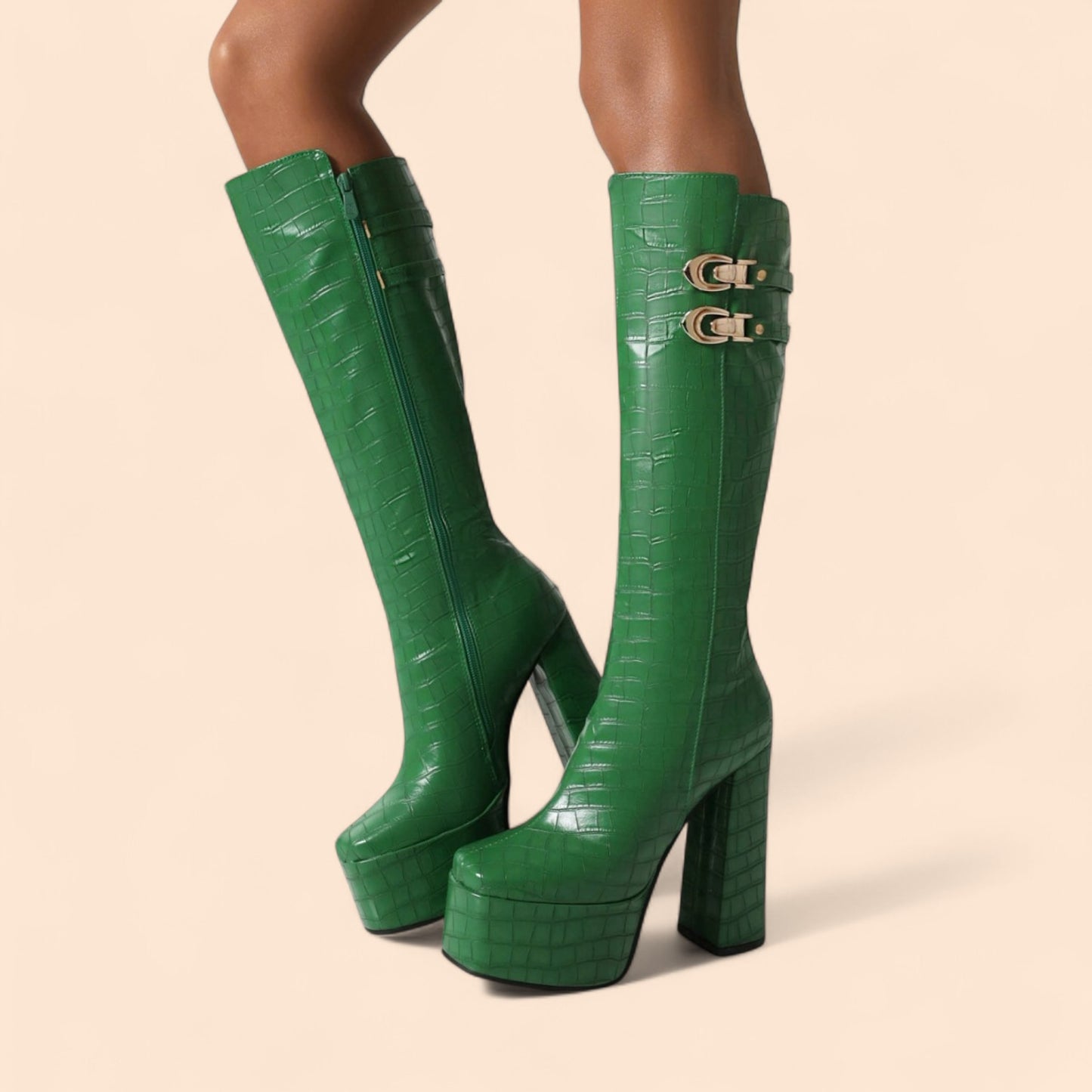Botas Verdes Plataforma Esmeraa