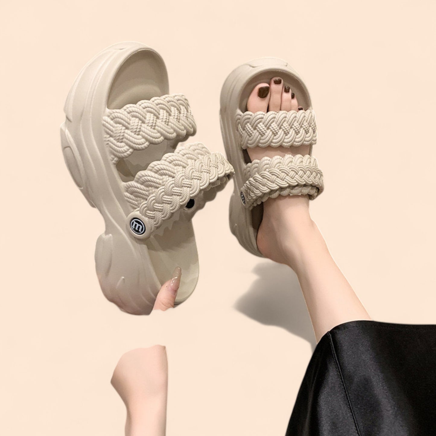 Chanclas Plataforma Beige Nattia