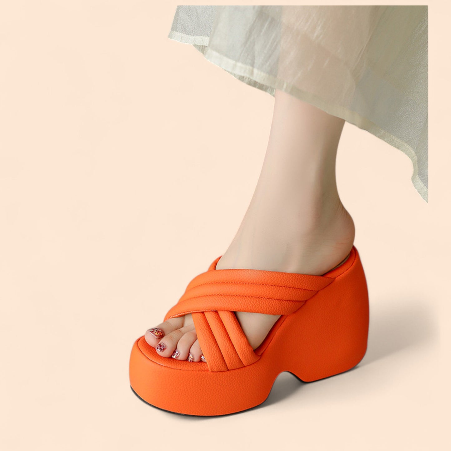 Sandalias Plataforma Naranja Oranza