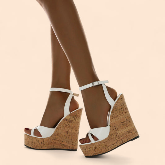 Sandalias Plataforma Blancas Elegancia Extrema