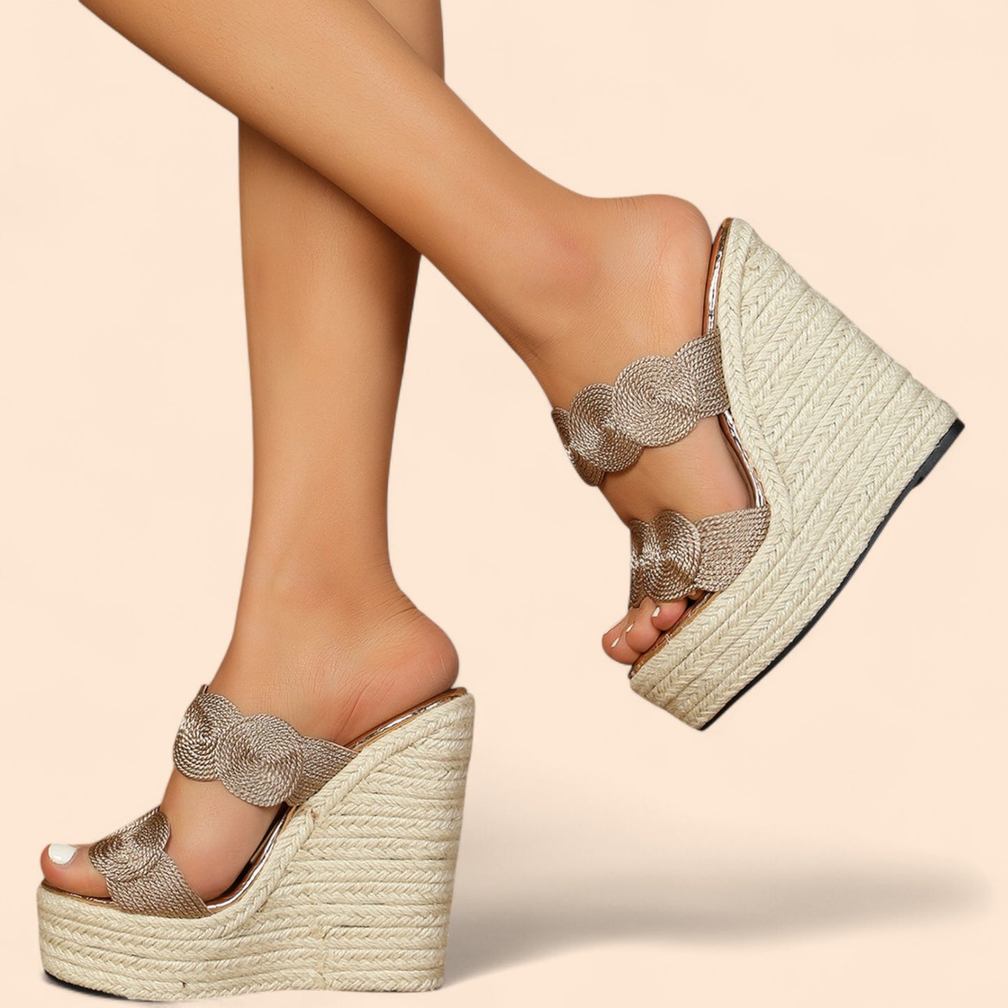 Sandalias Plataforma Beige Elegancia Serena